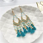 Earrings Cross-border New Hotselling Bohemian Wholesale Handmade Long Tassel Bead Earrings