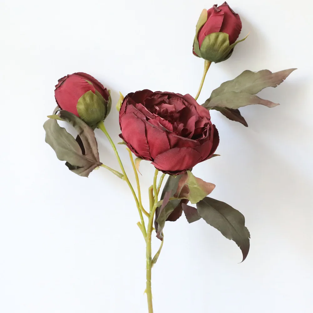 3 Heads Silk Peony Artificial Decorative Flowers For Wedding Home Buy