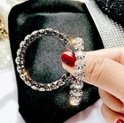 Hoop Hot-sale Luxury 925 Sterling Silver Big Circle Bling Crystal Rhinestone Hoop Earrings For Women