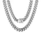 Titanium Silver Stainless Steel Cuban Chain Titanium Steel Encryption Colorless Silver Necklace