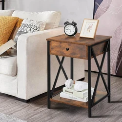 Cheap bedroom furniture night stand wooden side table living room end table with drawer