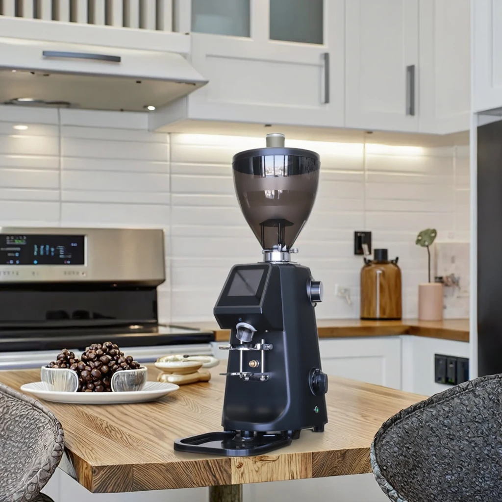 product flat burr 74mm commercial electric coffee grinder led touch screen bean mill grinder speed adjustable-14