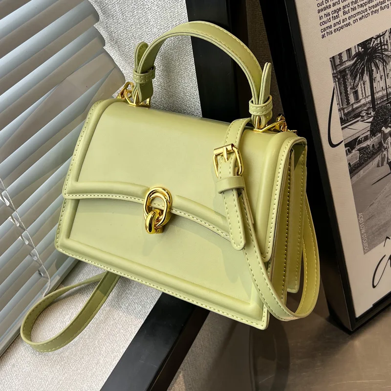 Woman Single Shoulder Bag Candy Colors PU Leather Woman Handbag Ladies Commuting Square Flap Bag