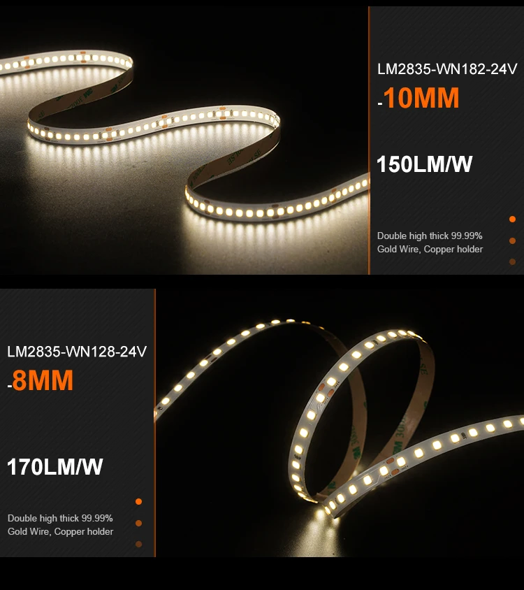 Flexible LED Light Strip SMD2835 DC24V 180LED/M 10MM Width 14W/M Living Room Bedroom Led Strip Light supplier