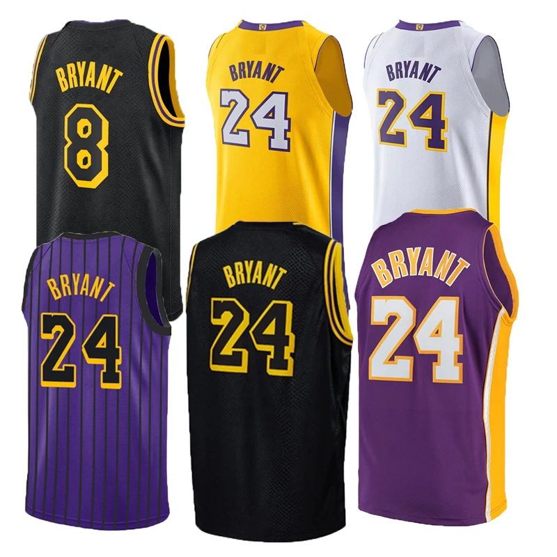 Custom Embroidered Men's #24 Kobe Bryant Basketball Jerseys ...
