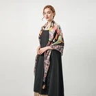 Hijab With New Fashion Ladies Printing Bird Pattern Scarf Printed Hijab Voile Shawl With Tassels Scarf