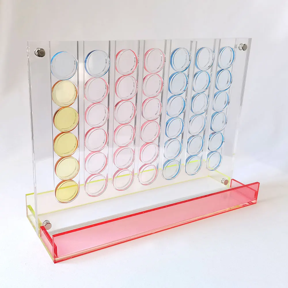 Acryl Connect 4 Neon Pop bordspel Strategiespelset met twee kleuren voor kinderen van 6 jaar en ouder voor 2 spelers