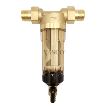 Sediment Water Filter - Whole House Reusable Filtration Water System - Spindown Prefilter 50 Micron (3/4" Male NPT + 1/2" Female
