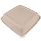 Trays Food OK Compost Square Paper Trays Bagasse Lunch Box Take-Out Food Container With Lid