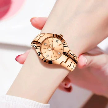 Wholesale Luxury Women's Small Dial Waterproof Steel Band Light Calendar 30mm Dial Water Resistant Glass Alloy Quartz Watch