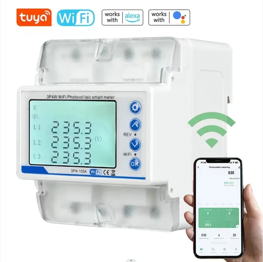 Qjc Solar Power Bidirectional Metering Wifi Phototaic Smart Meter Tuya