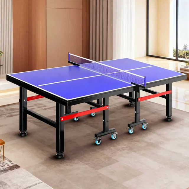 Professional 25mm Indoor Table Tennis Table, Foldable MDF Table Tennis Table with Wheels for Outdoor Sports