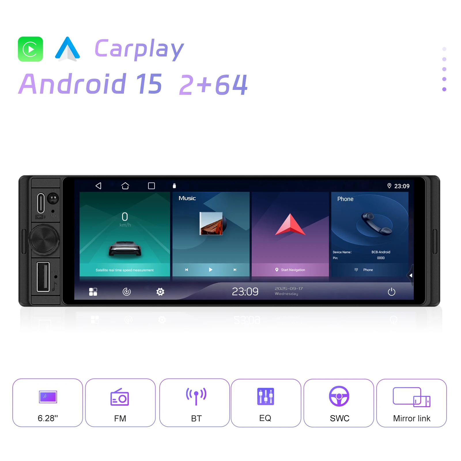 android auto gps wifi dsp bt incell screen stereo a4503-2
