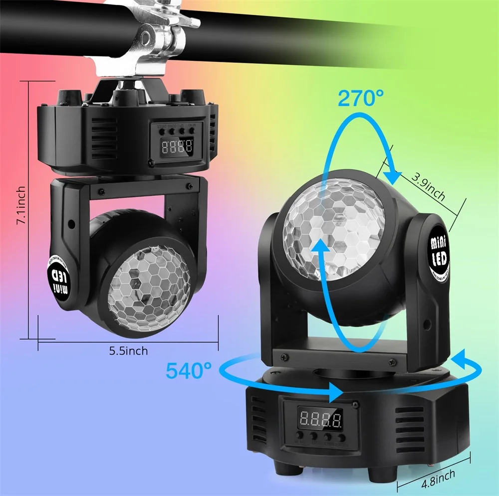 40W DMX512 RGBW LED Moving Head Stage Light Remote Control Sound Activated Disco Club Bar DJ Party Live Show Ambient Light