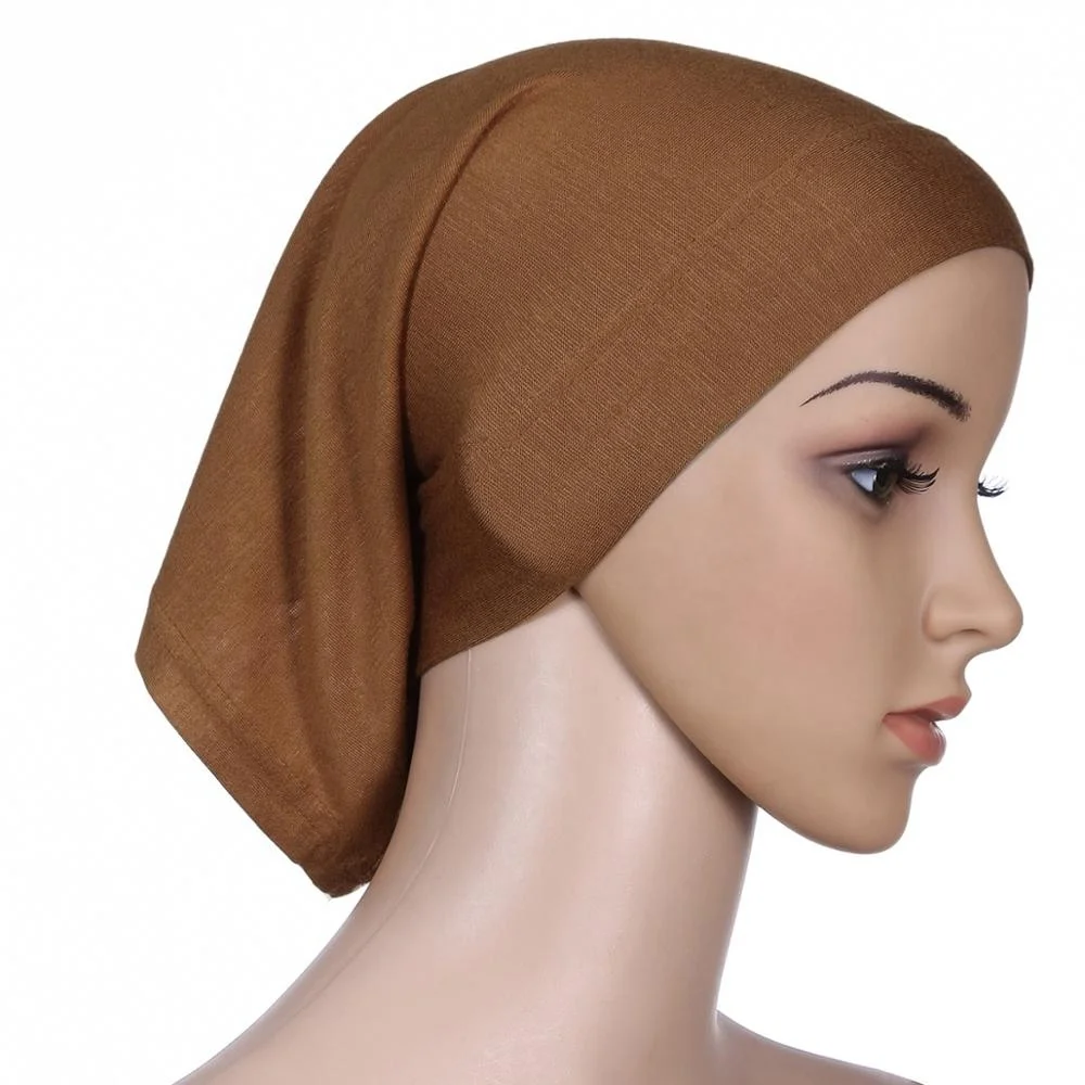 Factory Wholesale custom logo solid color mercerized cotton muslim women underscarf cotton muslim hijab cap turban