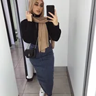 Skirt Jean XH404 Muslim Women High Waist Denim Maxi Skirt Jean Pencil Dress Islamic Modern Fashion Clothing