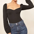 Top 2022 Popular Black Bandeau Neck Sexy Long Sleeve Top
