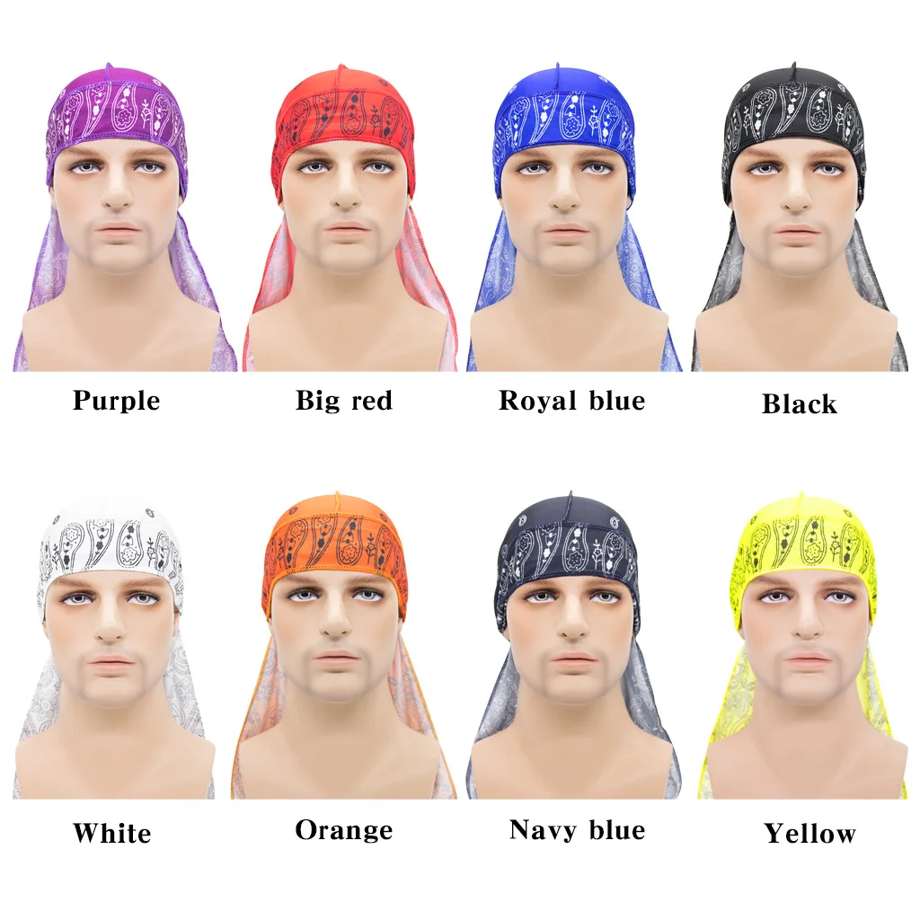 8 Packs Designer Durag For Men Women Satin Silky Durags For Waves Long