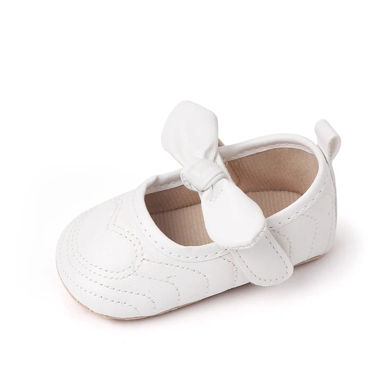 Heart-shaped Bow Mesh Breathable PU Leather-top Soft Soled Princess Toddler Shoes for Baby Girls supplier