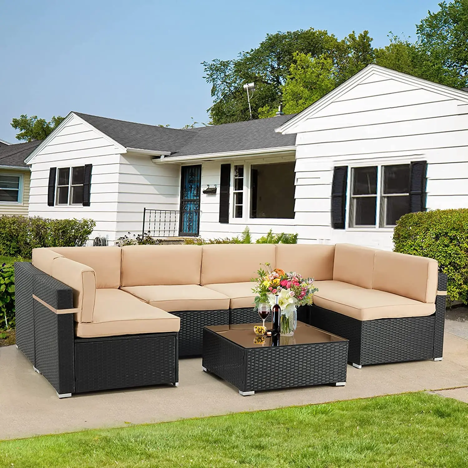 black wicker sectional patio furniture