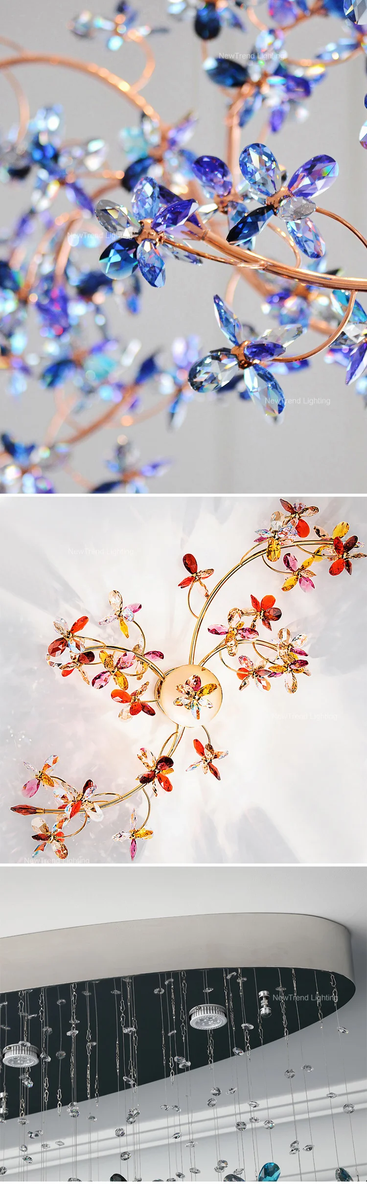CPL-171 Contemporary Design Indoor Decoration Living Room Dining Room Villa Flower crystal LED Chandelier manufacture