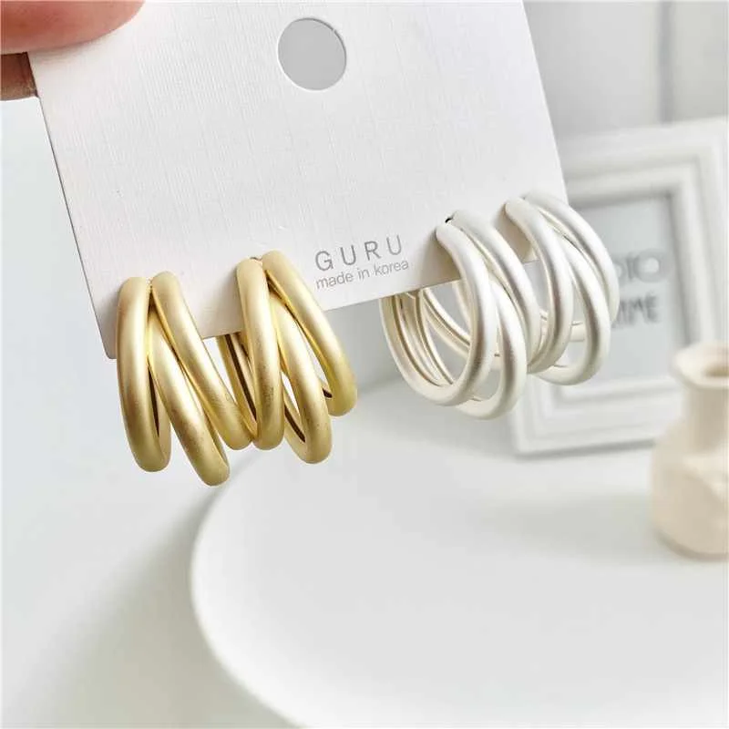 Newest Metal Alloy Geometric Irregular Earrings Gold Plated C Shape Chain Earrings for Women Jewelry