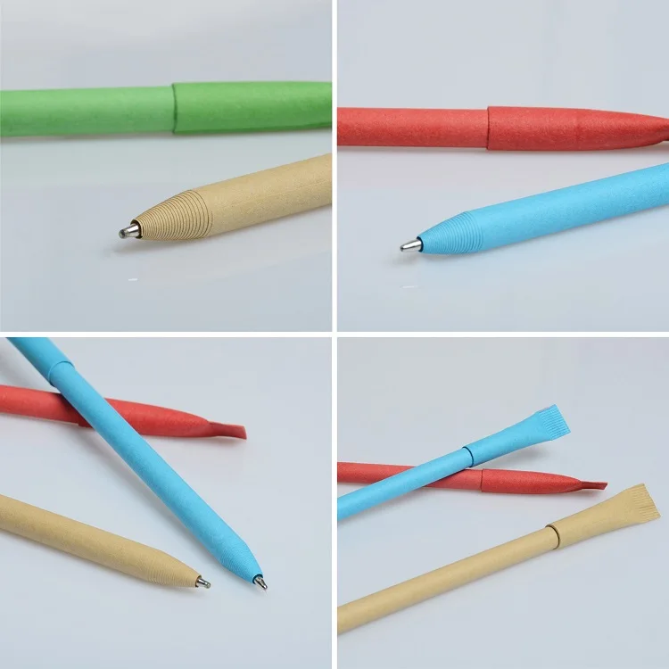 Custom Logo Promotional Eco Kraft Paper Pen with Cap with Rolling Paper