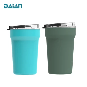 Insulated Vacuum Thermal Stackable Cup Double Wall Stainless Steel Coffee Tumbler with Design Patent