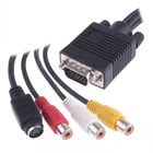 Vga To VGA To TV Converter S Video 3 AV Output Cable Adapter Audio Power Cable