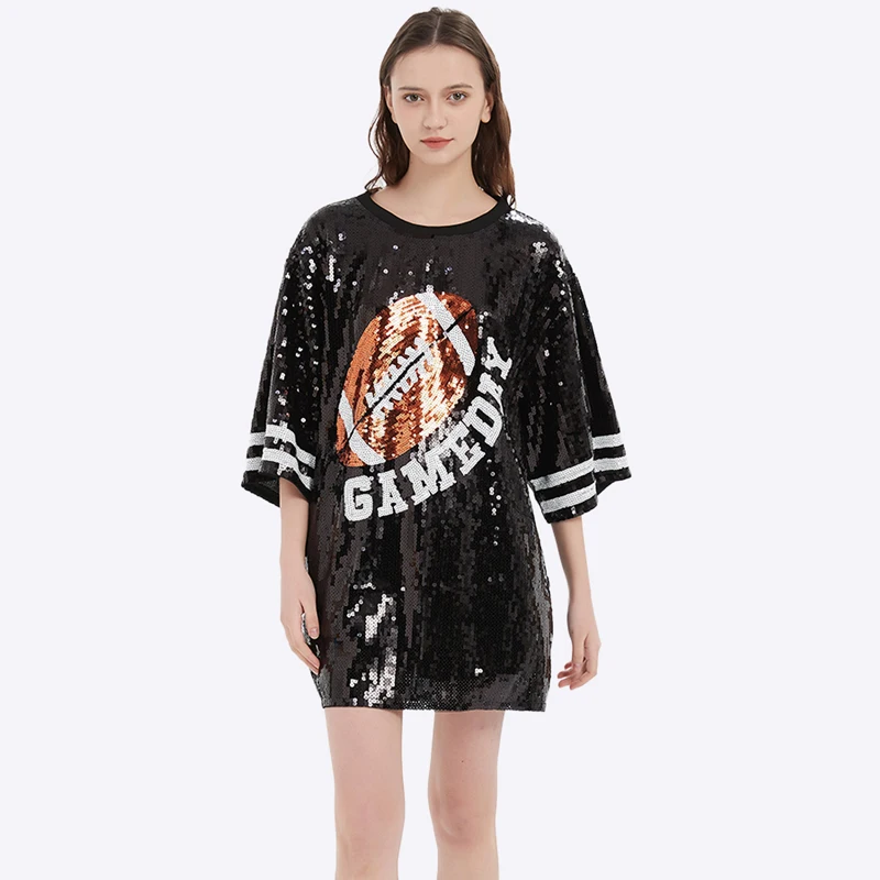 2024 Stock Sequin Shirts Football Sequin Shirts Dress Top Sweatshirt