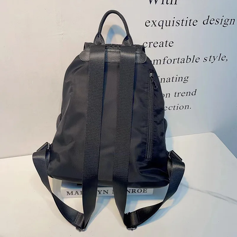 Custom Laptop Daypacks Large Vintage Rucksack Flap Drawstring Backpack Casual Black Travel Backpack Purse For Women