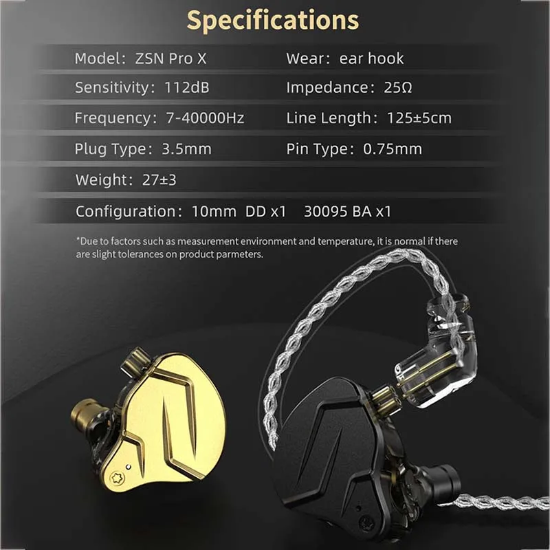 Metal Earphones 1BA+1DD Hybrid technology HIFI Bass Earbuds In Ear Monitor Headphone Sport Noise Cancelling Headset KZ ZSN Pro X