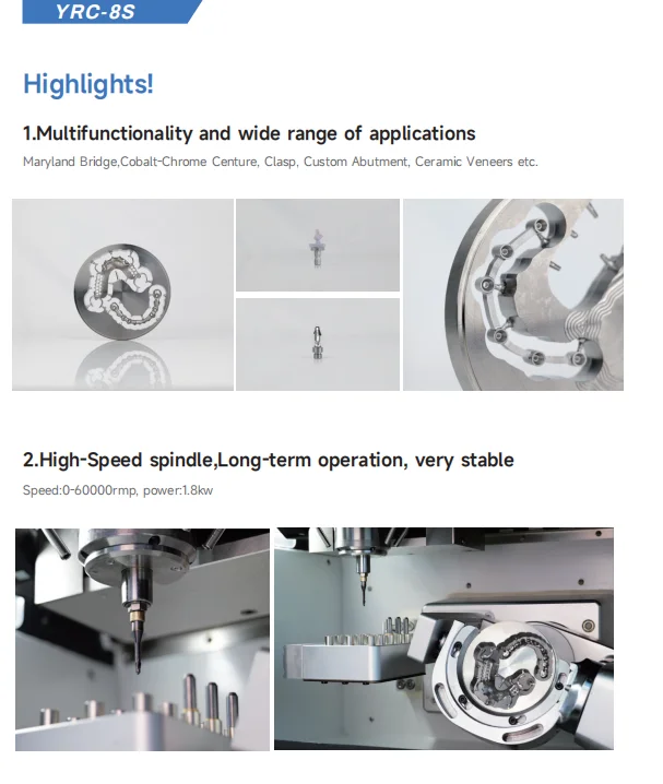 YUCERA YRC-8S 5 Axis Wet Milling Machine Dental Cad/cam System Milling Machine for Premil Emax Titanium Processing Machine