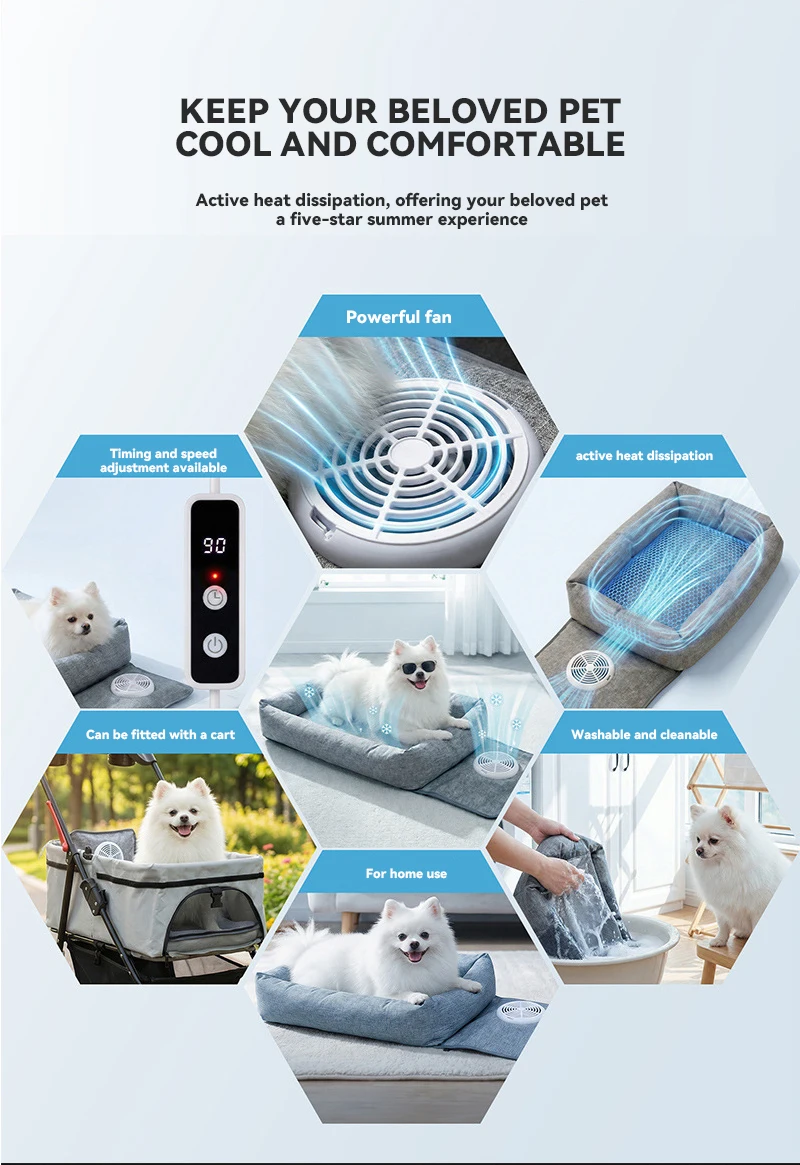 Custom Pet Ice Silk Cooling Mat With Quiet Blower Breathable Ventilated Non Slip Pet Pad for Dogs Cats Pet Supplies details