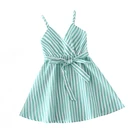 Summer Girl Girlssummer 2021 Summer Little Girl Striped Strappy Dress Baby Girl V-neck Halter Skirt