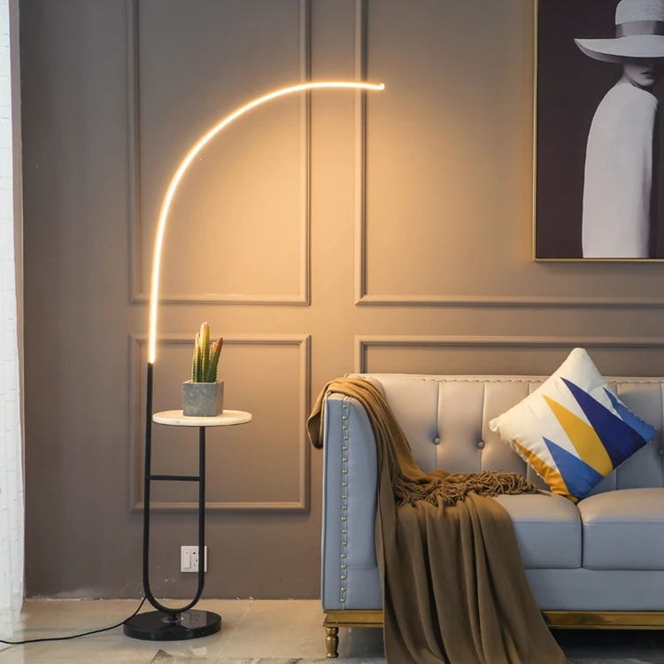 Luxury LED Floor Lamp Dining Room Floor Standing Lamp Arc Uplighter Gold 