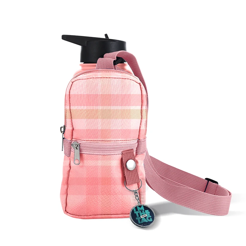 New Design Adjustable Glass Holder and Shoulder Bag Detachable Water Bottle Sling With Zipper Phone Pocket