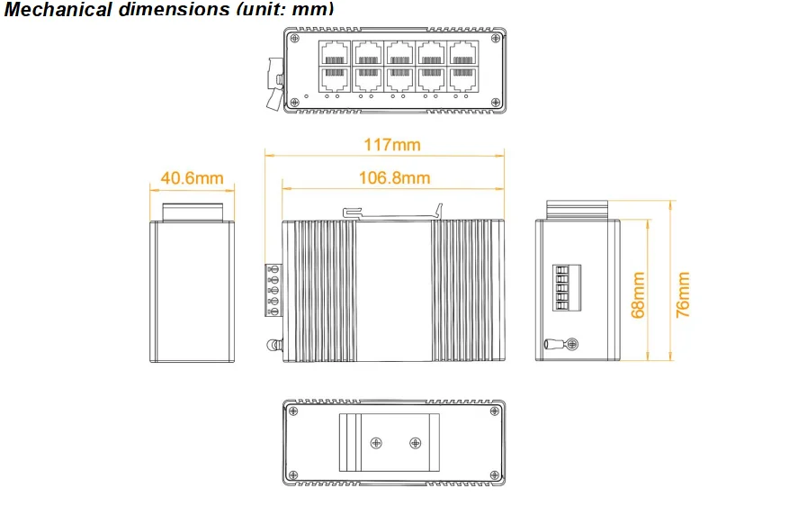 product 10 rj45 ports 20g backplane mini industrial unmanaged all copper gigabit switch-2