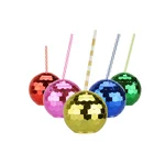 New Design 20oz Plastic Creative Disco Ball Cup Plastic Water Cup Silver Disco Ball Drinking Cup For Party And Wedding