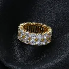 Eternity Ring 9mm 2Rows Round Cut 14K Silver Plated Diamond Wedding Band Eternity Bands Ring For Men Women
