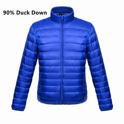 Wholesale Outdoor Light Warm Duck Feather Custom Logo Nylon Black Hooded Winter Bubble Puff Filled Down Puffer Jackets For Men