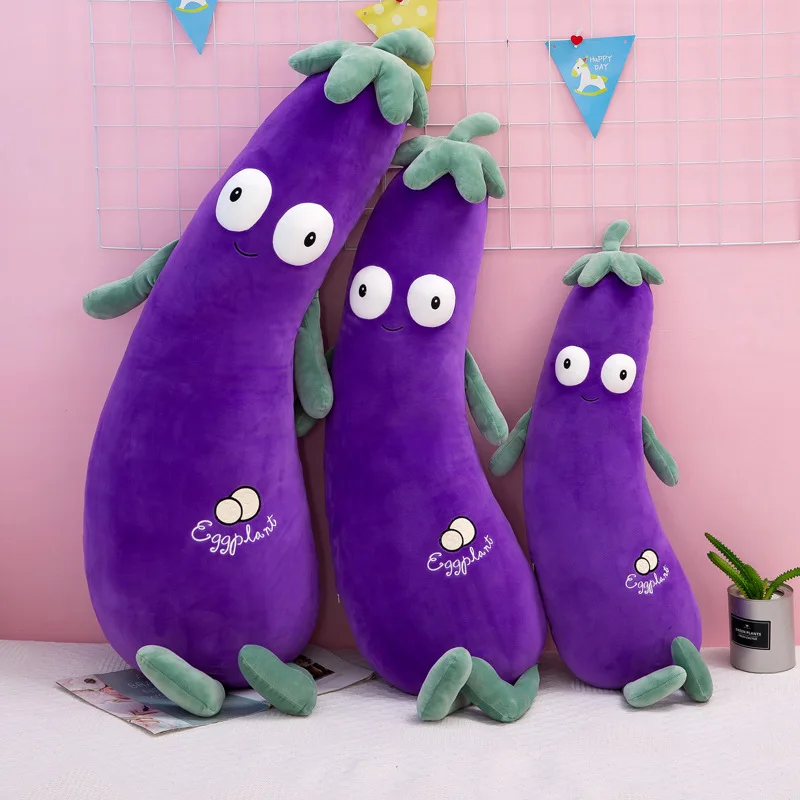 Custom Eggplant Plush Pillow Stuffed Toy Vegetables Soft Toy Food Soft  Animal Toys Bed Sleeping Rag Doll Long Throw Pillow