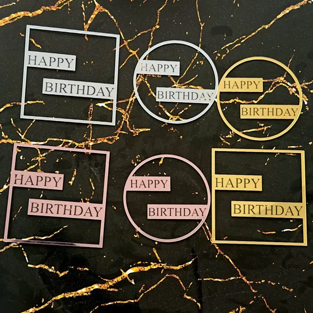 Marking square round Happy Birthday happy  cake topper  acrylic cake toppers cake decorating supplies