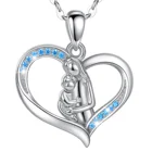Women Isunni Trendy S925 Sterling Silver Mom And Son Heart Pendant Necklace For Women