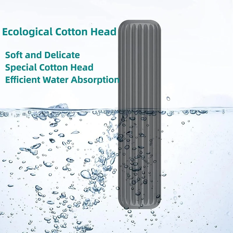 Portable Mini Self-Squeeze Sponge Mop Lazy Hand-Free Design Foldable 2 Cotton Heads for Household Desktop Car Glass Cleaning