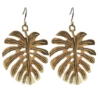 2019 Hot sale antique brass palm leaf dangle hook earrings