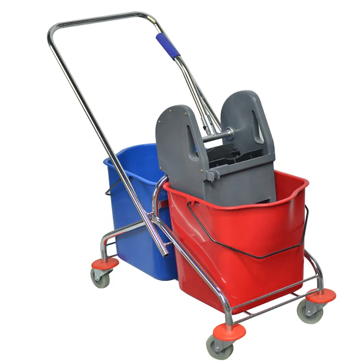 Side Press swabber bucket service cart Floor Cleaning Double bucket Mop wringer trolley