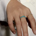 Ring Rings Gemnel Vintage Jewelry Women S925 Gold Plated Pave Turquoise Band Ring