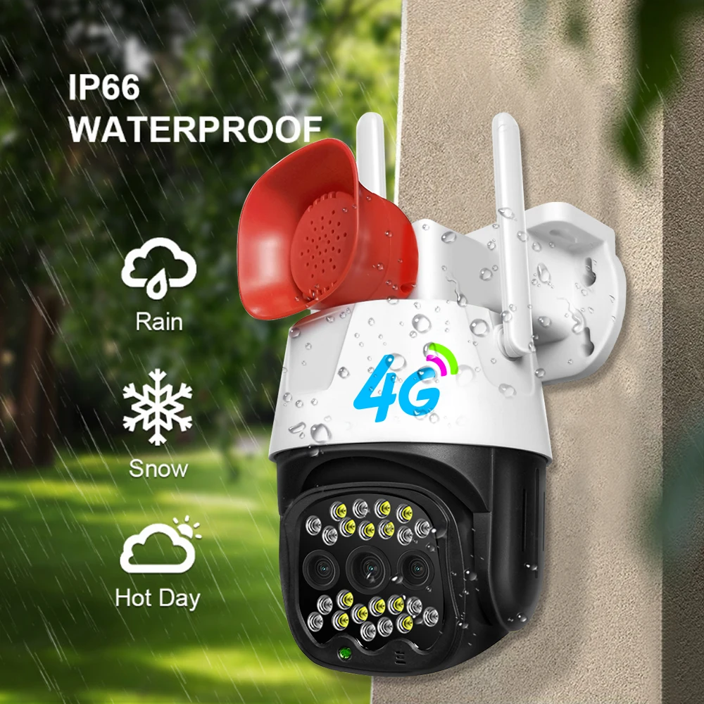 V380 WiFi 4G Solar Power PTZ Camera IP66 Outdoor Security cameras with 1MP 2MP 3MP CMOS Sensor and H.265 Compression