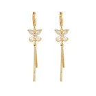 Manufacturers sell zircon pierced gold plated drop earrings